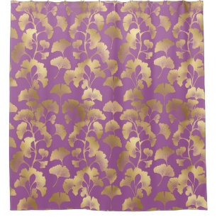 Luxury Gold Ginkgo Leaves on Deep Purple (5)