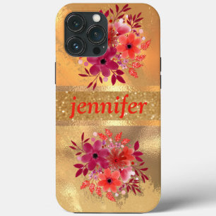 Luxury Gold Glitter and Sparkle Monogram  iPhone 13 Pro Max Case