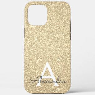 Luxury Gold Glitter and Sparkle Monogram iPhone 12 Pro Max Case