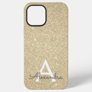 Luxury Gold Glitter and Sparkle Monogram iPhone 12 Pro Max Case