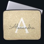 Luxury Gold Glitter and Sparkle Monogram Laptop Sleeve<br><div class="desc">Luxury Gold Faux Glitter and Sparkle Elegant Monogram Case. This case can be customized to include your initial and first name.</div>