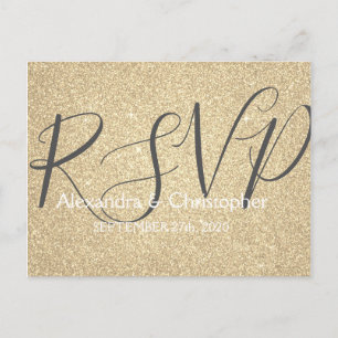 Luxury Gold Glitter and Sparkle RSVP Invitation Postcard