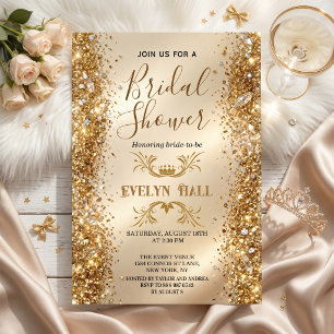 Luxury Gold Glitter Bachelorette Party Invitation