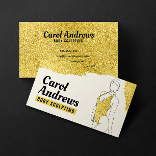 Luxury Gold Glitter Body Sculpting Waxing Massage Business Card