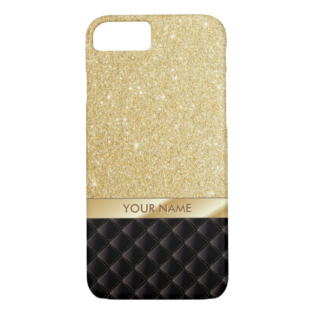Luxury Gold Glitter Custom Name iPhone 7 case (Back)