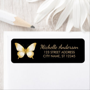 Luxury Gold Glitter Foil Butterfly Return Address 