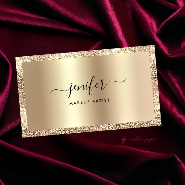 Luxury Gold Glitter Frame Monogram Elegant Business Card (Creator Uploaded)