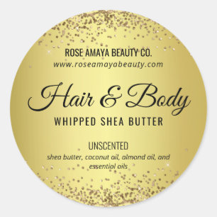 Luxury Gold Glitter Hair Body Beauty Product Label