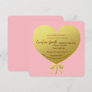 Luxury Gold Glitter Heart Bridal Shower Invitation