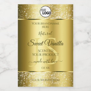 Luxury Gold Glitter Initials Product Labels Logo