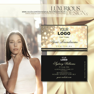 Luxury Gold Glitter Logo Black Golden Decor Border Business Card