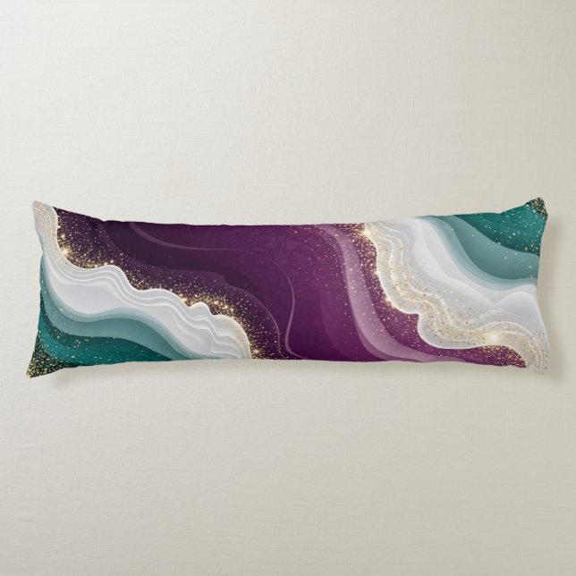 Luxury Gold Glitter Marble Pattern Body Pillow (Front)