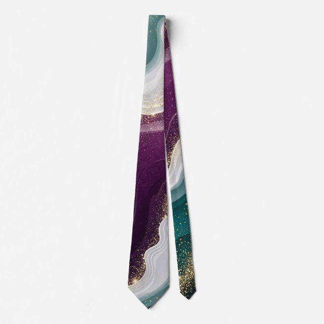 Luxury Gold Glitter Marble Pattern Tie (Front)