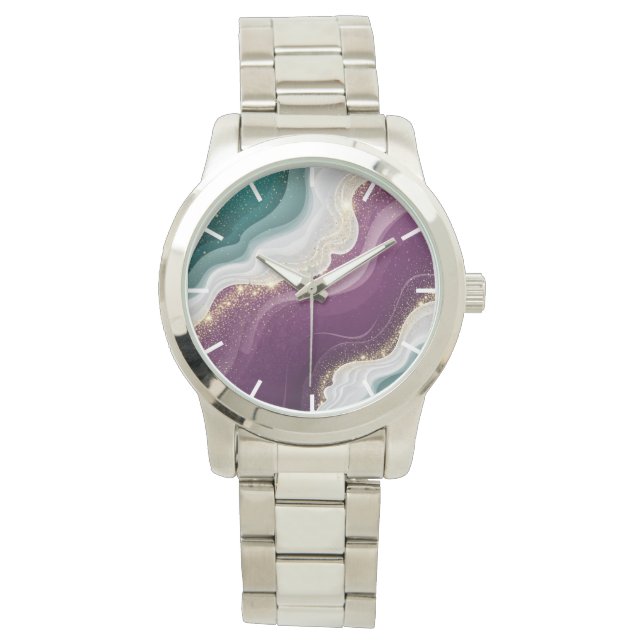 Luxury Gold Glitter Marble Pattern Watch (Front)