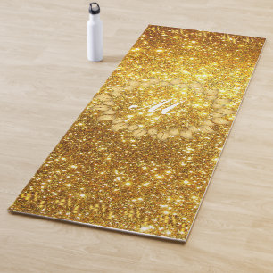 Luxury Gold Glitter Monogrammed Gift Yoga Mat