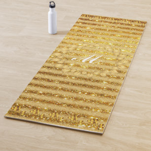Luxury Gold Glitter Monogrammed Gift Yoga Mat