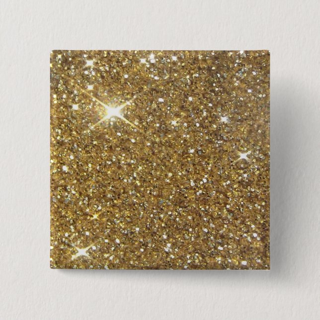 Luxury Gold Glitter - Printed Image 2 Inch Square Button (Front)