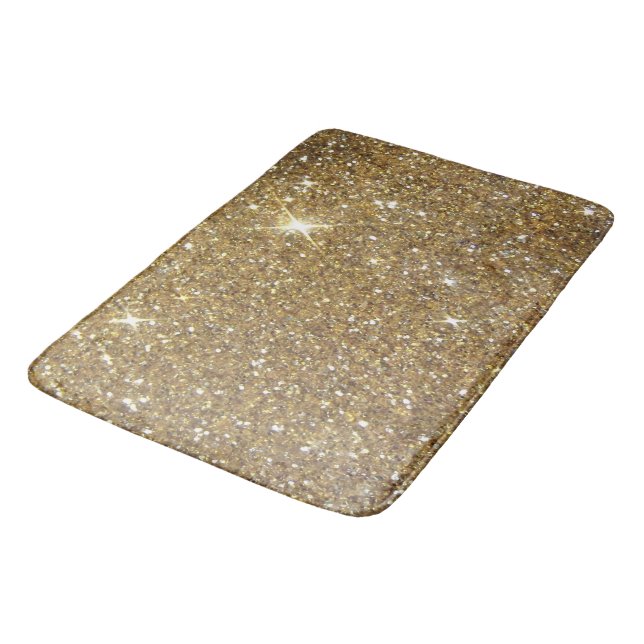 Luxury Gold Glitter - Printed Image Bath Mat (Angled)