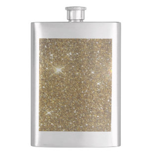 Luxury Gold Glitter - Printed Image Hip Flask