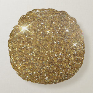Luxury Gold Glitter - Printed Image Round Pillow