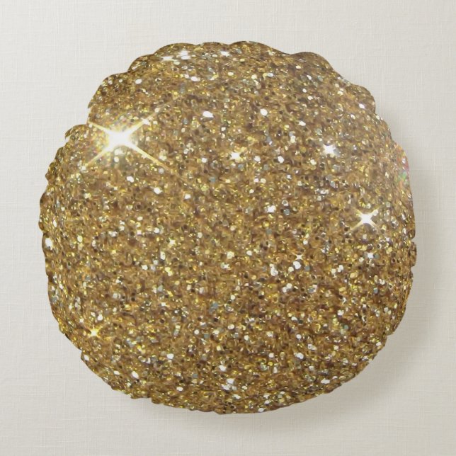 Luxury Gold Glitter - Printed Image Round Pillow (Front)