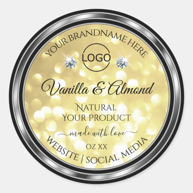 Luxury Gold Glitter Product Labels Diamonds Logo (Front)