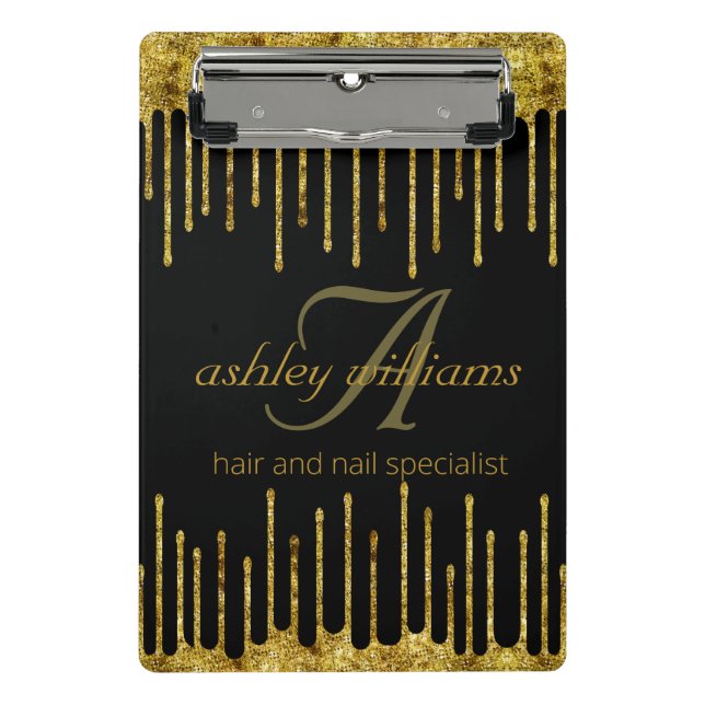 Luxury gold glitter salon clipboard (Front)