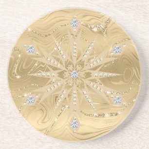 Luxury Gold Glitter Snowflake Diamond Coaster