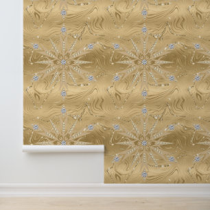 Luxury Gold Glitter Snowflake Diamond Peel & Stick Wallpaper