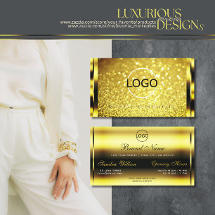 Luxury Gold Glitter Sparkle Golden Effects Logo Business Card