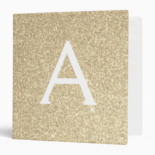 Luxury Gold Glitter & Sparkle Monogram Binder