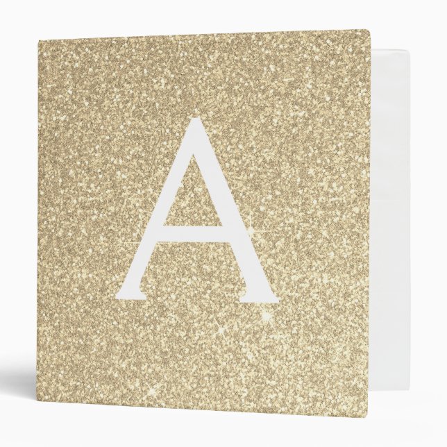 Luxury Gold Glitter & Sparkle Monogram Binder (Front/Inside)