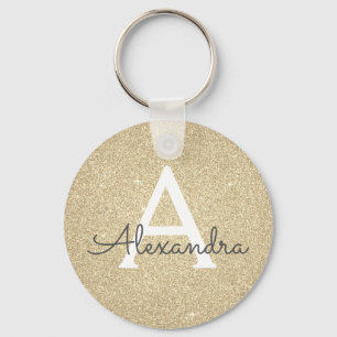 Luxury Gold Glitter & Sparkle Monogram Keychain