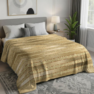 Luxury Gold Glitter Stripes Pattern Fleece Blanket
