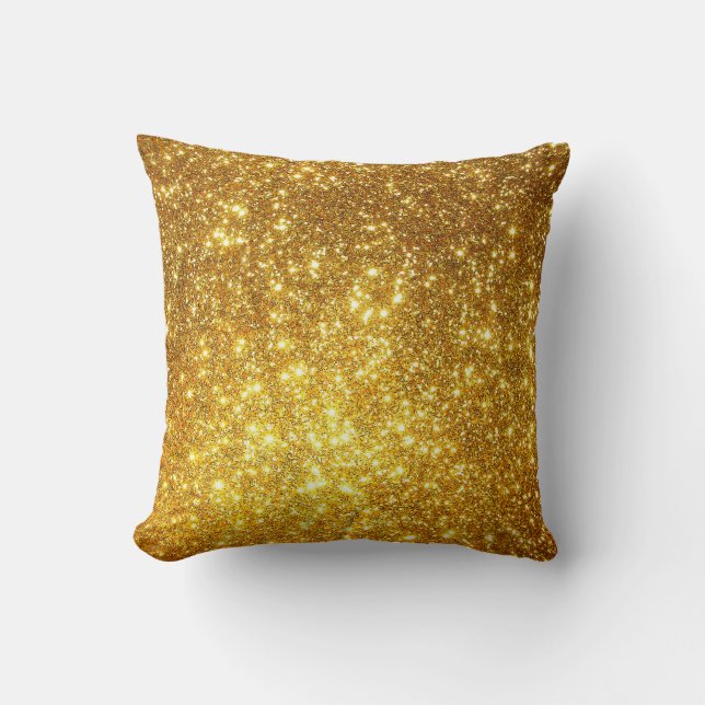 Luxury Gold Glitter Throw Pillow (Front)