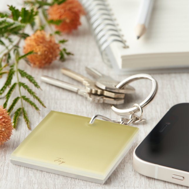  Luxury gold  gradient floral watercolor monogram  Keychain (Front Right)