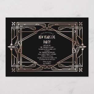 Luxury Gold Great Gatsby Art Deco New Year's Eve Invitation