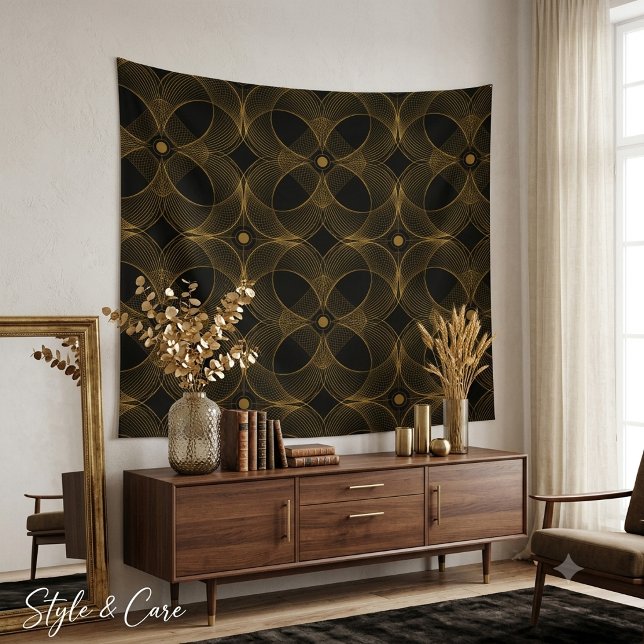Luxury Gold Guilloché Seamless Pattern Tapestry (Luxury Gold Guilloché Seamless Pattern Tapestry)