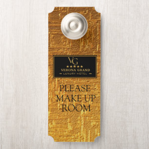 Luxury Gold Hotel Door Hanger Please Make Up Room