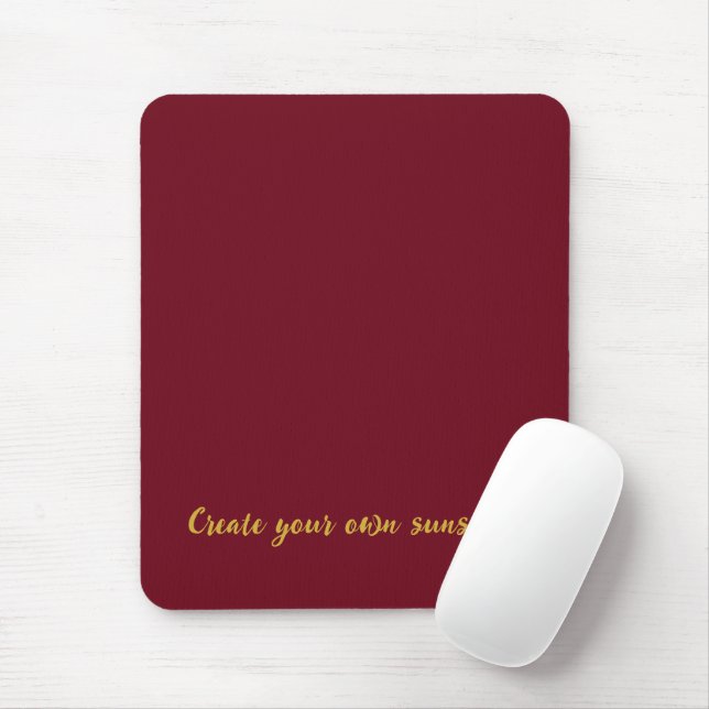 Luxury Gold Initial Monogram Burgundy Red Mouse Pad (With Mouse)
