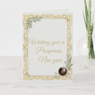 Luxury Gold Leaf & Pine Élégant Nouvel An Carte Pl