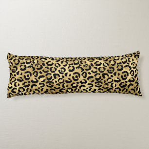Luxury Gold Leopard Print-Cozy Glam Animal Pattern Body Pillow
