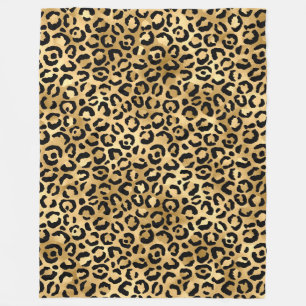 Luxury Gold Leopard Print-Cozy Glam Animal Pattern Fleece Blanket