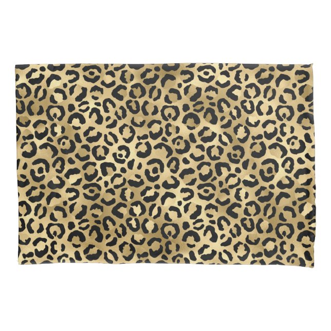 Luxury Gold Leopard Print-Cozy Glam Animal Pattern Pillowcase (Front)