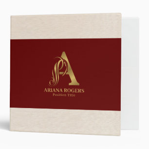 Luxury Gold Letter A Monogram On Dark-Red Binder