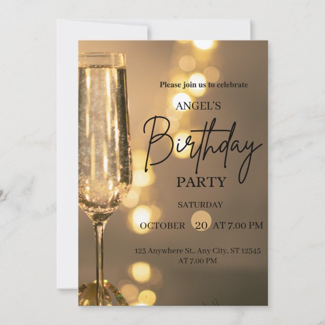 Luxury Gold Lights Birthday Invitation (Front)