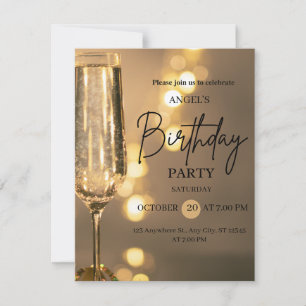 Luxury Gold Lights Birthday Invitation