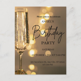 Luxury Gold Lights Birthday Invitation Postcard