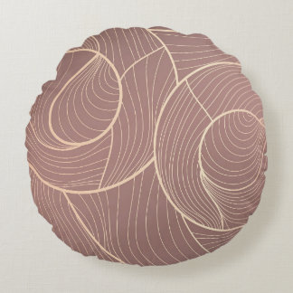 Luxury Gold Lines Pattern Background Round Pillow