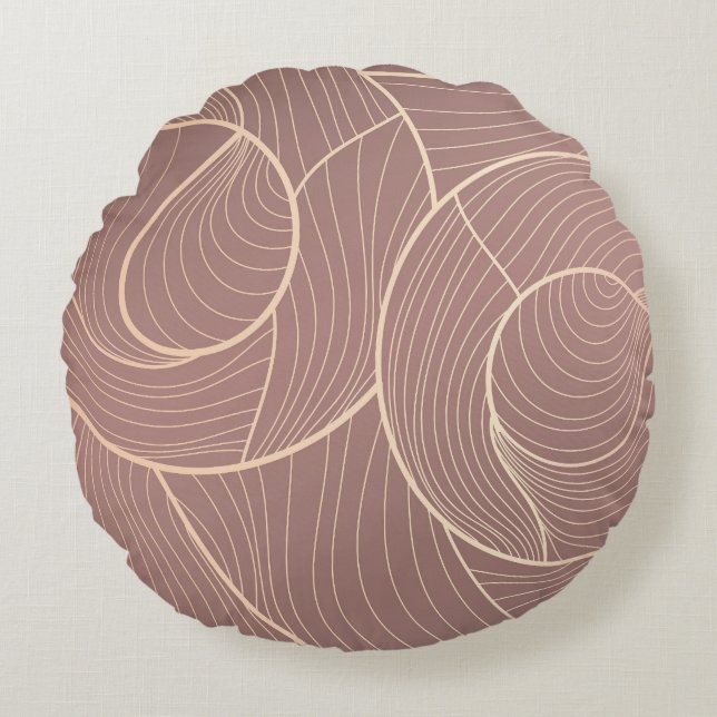 Luxury Gold Lines Pattern Background Round Pillow (Front)